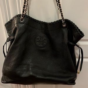 Tory Burch leather Marion Slouch Tote Whipstitch
